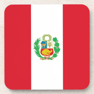 Hard plastic coaster with flag of Peru