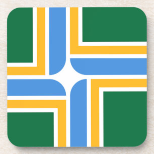 Hard plastic coaster with flag of Portland, USA