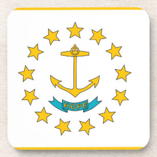 Hard plastic coaster with flag of Rhode Island USA