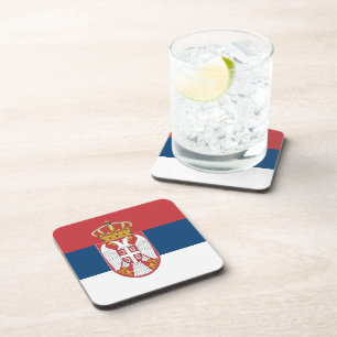 Hard plastic coaster with flag of Serbia