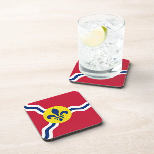 Hard plastic coaster with flag of St. Louis