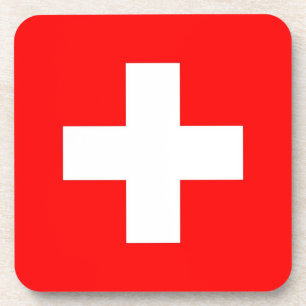 Hard plastic coaster with flag of Switzerland