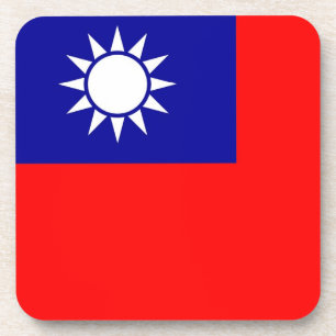 Hard plastic coaster with flag of Taiwan