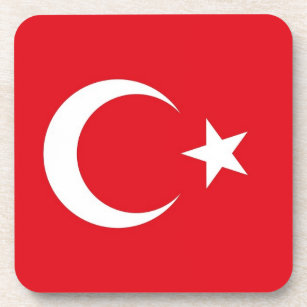 Hard plastic coaster with flag of Turkey