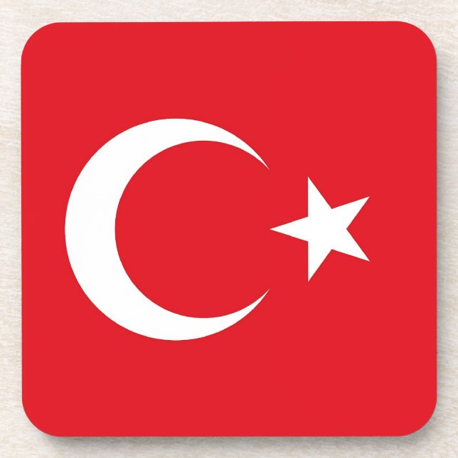 Hard plastic coaster with flag of Turkey (Front)