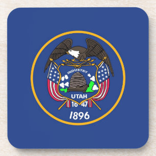 Hard plastic coaster with flag of Utah