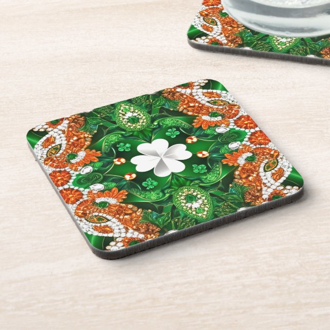 Hard plastic coaster with Irish Colours (Left Side)