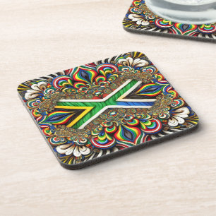 Hard plastic coaster with South African Colours