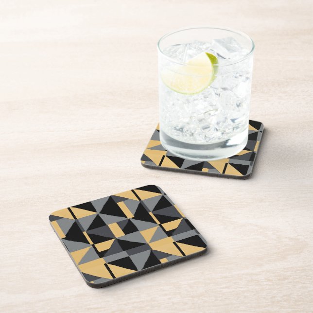 Hard Plastic Coasters – Black Geometry (Right Side)