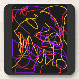 Hard plastic coasters set Neon abstract art