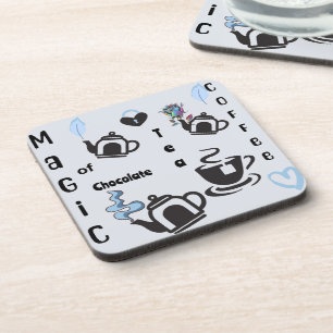 Hard Plastic coasters with cork back - set of 6