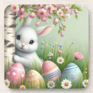 Hard Plastic Easter coasters w/ cork back-set of 6