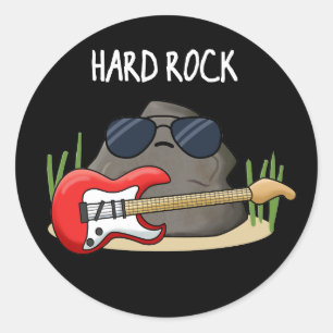 Hard Rock Funny Geology Music Pun Dark BG Classic Round Sticker