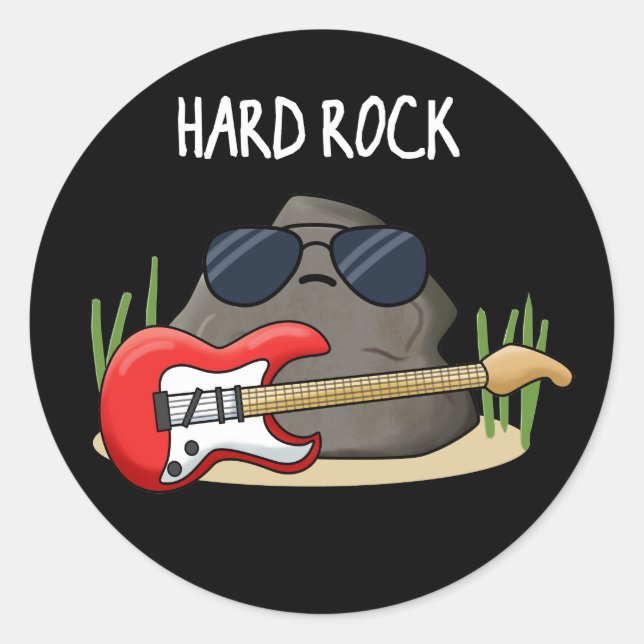 Hard Rock Funny Geology Music Pun Dark BG Classic Round Sticker (Front)