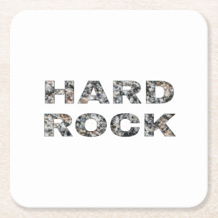 Hard Rock Granite Text Square Paper Coaster