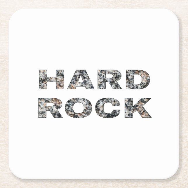 Hard Rock Granite Text Square Paper Coaster (Front)
