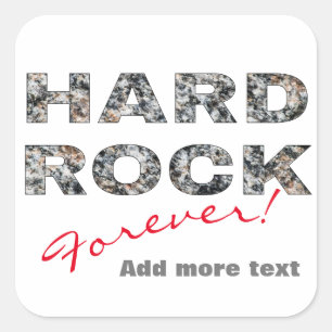 Hard Rock Granite Text Square Sticker