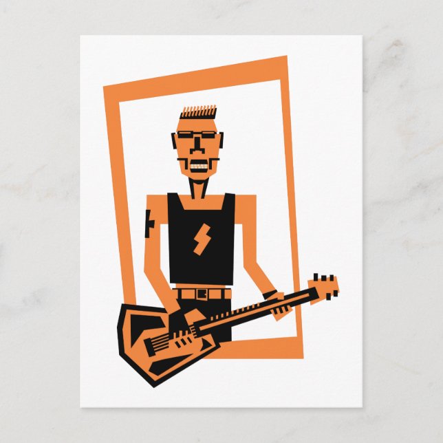 hard rock /heavy metal  guitar player postcard (Front)