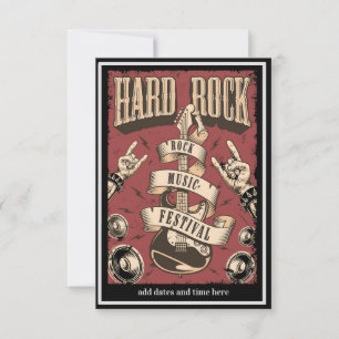 Hard Rock Music Festival Invitation Flat Card
