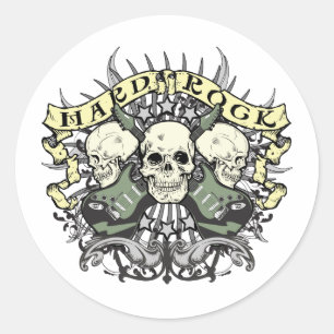 Hard Rock Skull and Guitars Classic Round Sticker