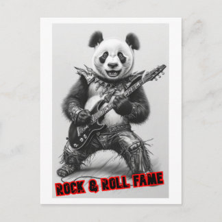 Hard Rocker Panda plays Electric Guitar on Holiday Postcard