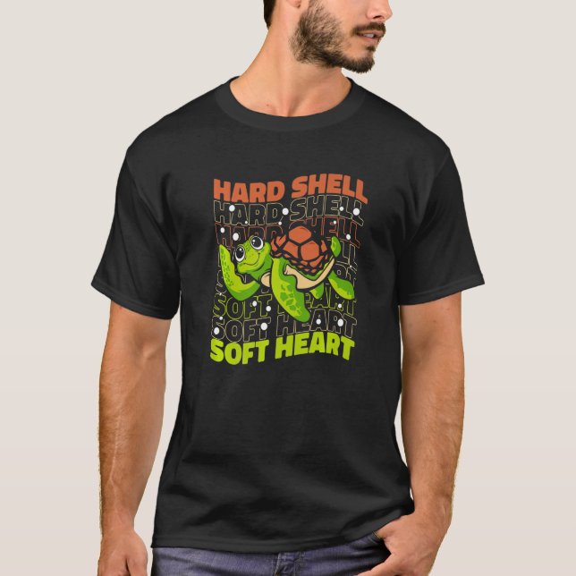 Hard Shell Soft Heart Red Eared Slider  Turtle T-Shirt (Front)