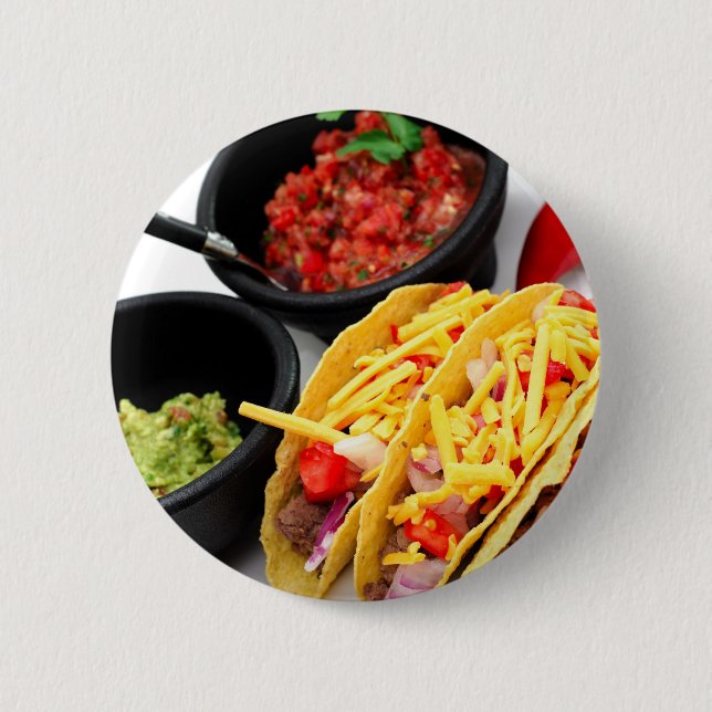 Hard Shell Taco's 6 Cm Round Badge (Front)