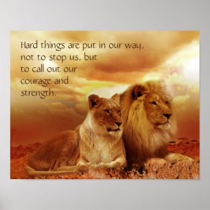 Hard Times, Courage & Strength Quote Poster