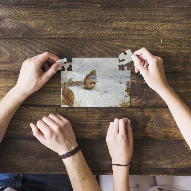 Hard times- partridges and a hare, Art Birds Jigsaw Puzzle (Creator Uploaded)