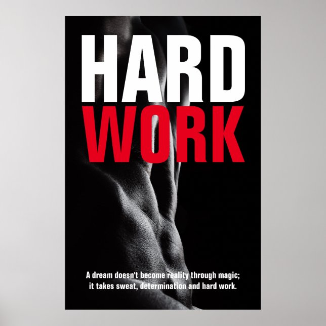 Hard Work Bodybuilding Fitness Motivational Poster (Front)