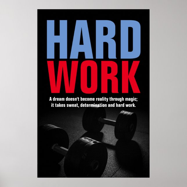 Hard Work Bodybuilding Fitness Motivational Poster (Front)