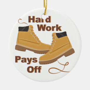 Hard Work Ceramic Tree Decoration
