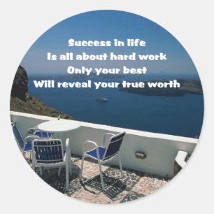 Hard work classic round sticker