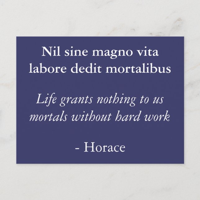 Hard work - Horace inspirational quote Postcard (Front)