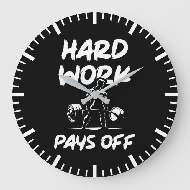 Hard Work Pays Off Gym Workout Fitness Motivation Large Clock (Front)