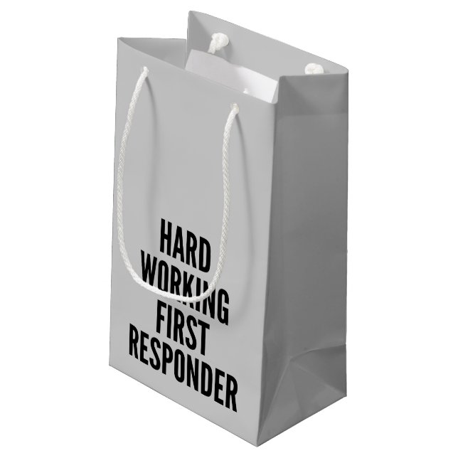 Hard Working First Responder Small Gift Bag (Back Angled)