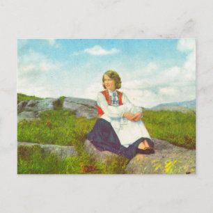 Hardanger costume, Norway Vintage image, Postcard