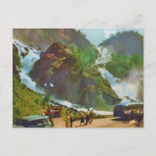 Hardanger, Latefoss waterfall, Norway, Vintage Postcard