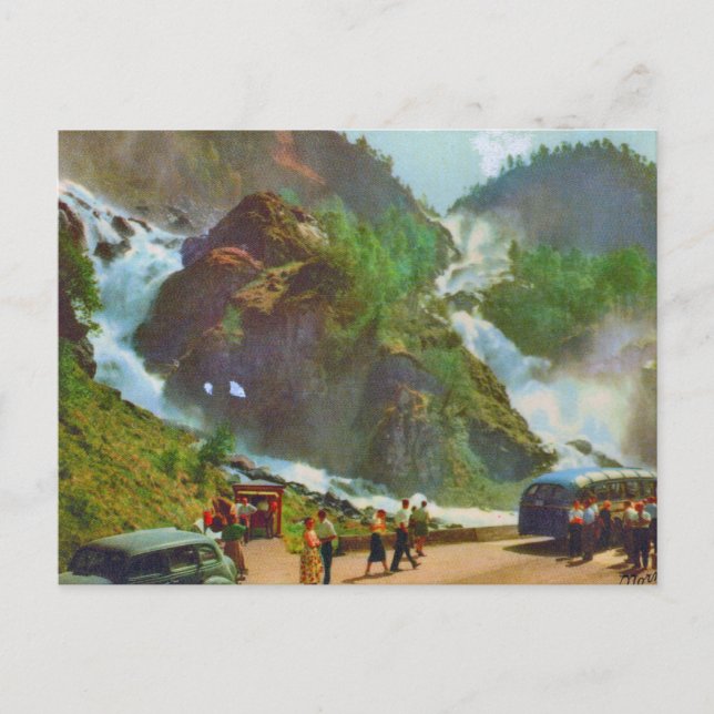 Hardanger, Latefoss waterfall, Norway, Vintage Postcard (Front)
