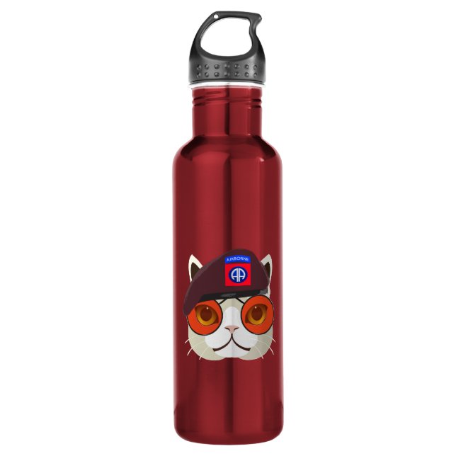 Hardcore 82nd Airborne Kitty Kat! 710 Ml Water Bottle (Front)