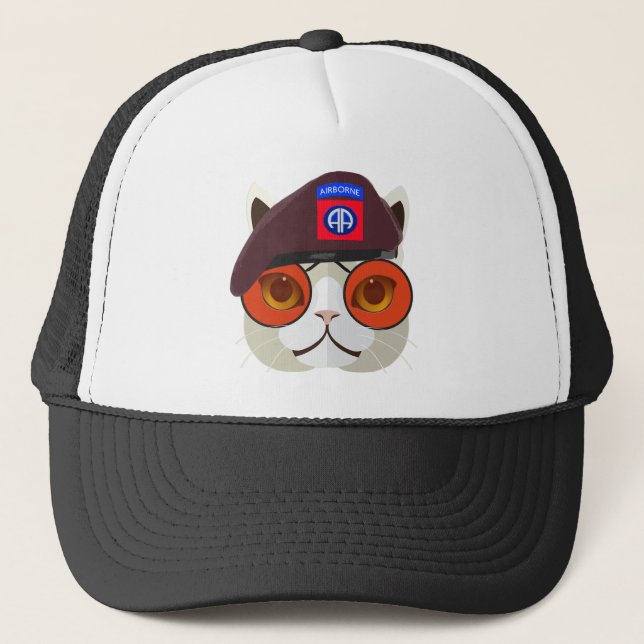 Hardcore 82nd Airborne Kitty Kat! Trucker Hat (Front)