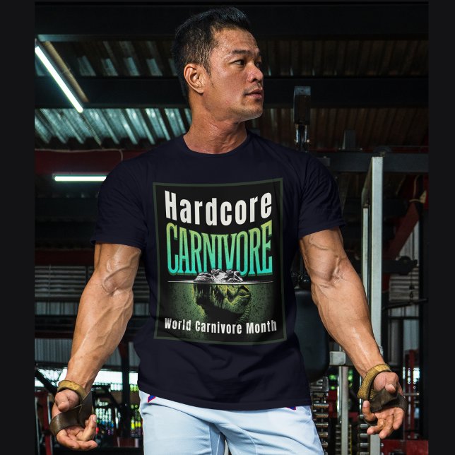 Hardcore Carnivore World Carnivore Month Crocodile T-Shirt (Celebrate World Carnivore Month this January with this bold crocodile tshirt for carnivore fans.)