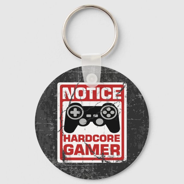 Hardcore Gamer Notice Signboard Key Ring (Front)