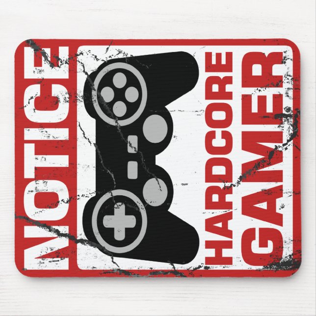 Hardcore Gamer Notice Signboard Mouse Mat (Front)