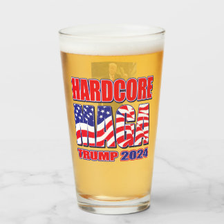 Hardcore MAGA Trump 2024 Glass