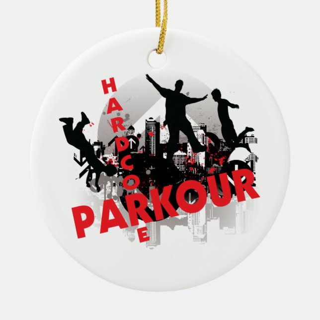 Hardcore Parkour Grunge City Ceramic Tree Decoration (Front)