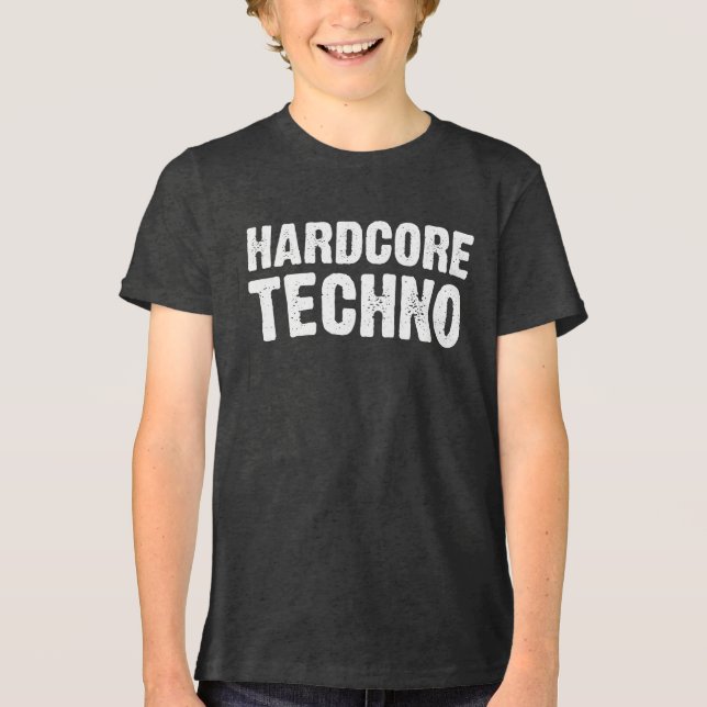 Hardcore Techno Distressed logo design Tri-Blend Shirt (Front)