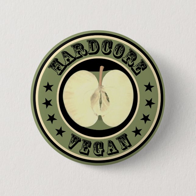 Hardcore Vegan 6 Cm Round Badge (Front)