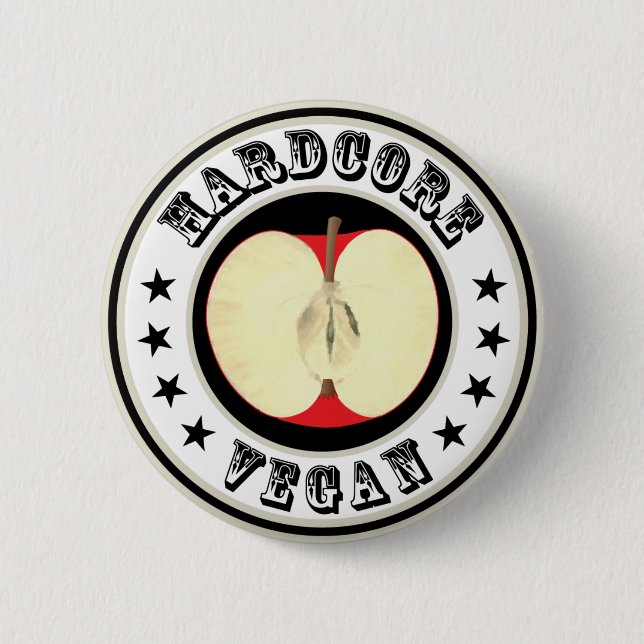 Hardcore Vegan 6 Cm Round Badge (Front)