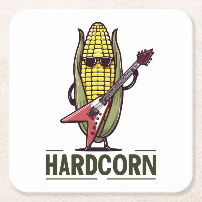 HardCorn Square Paper Coaster (Front)